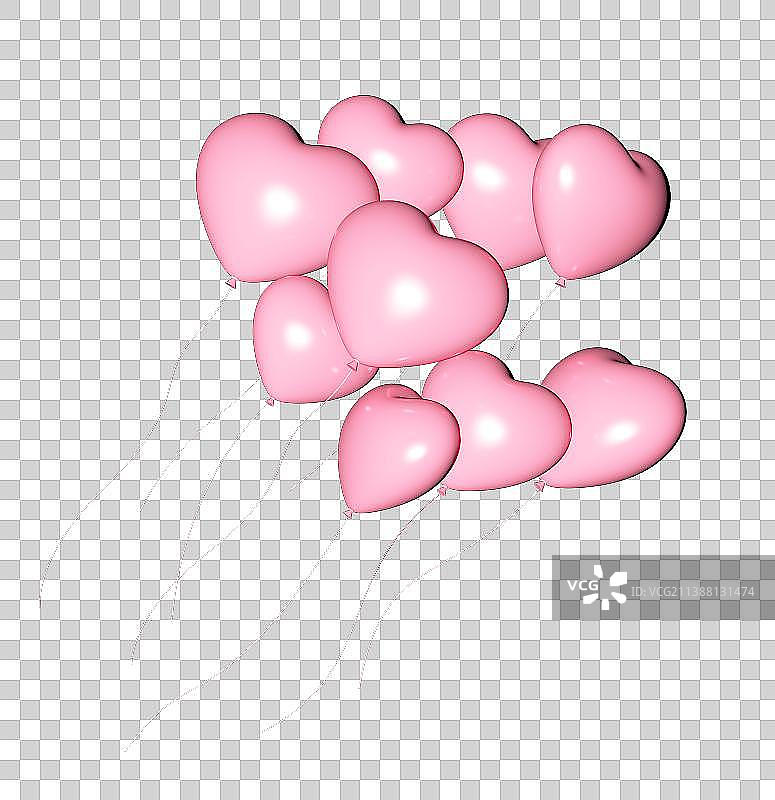 粉色爱心气球立体模型图片素材