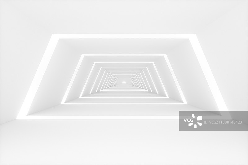 三维渲染白色人造建筑空间走廊通道地面展台图片素材