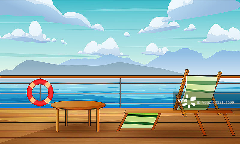 邮轮甲板上的海景图片素材