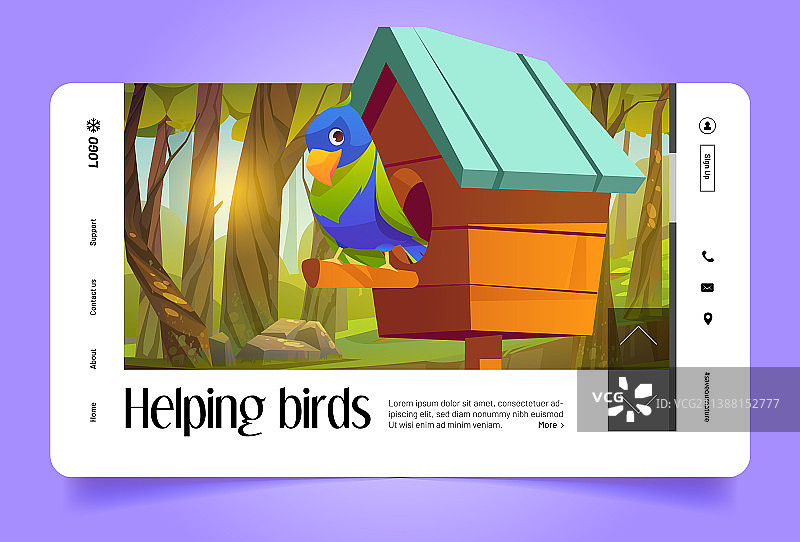 帮助鸟类卡通着陆自然保护图片素材