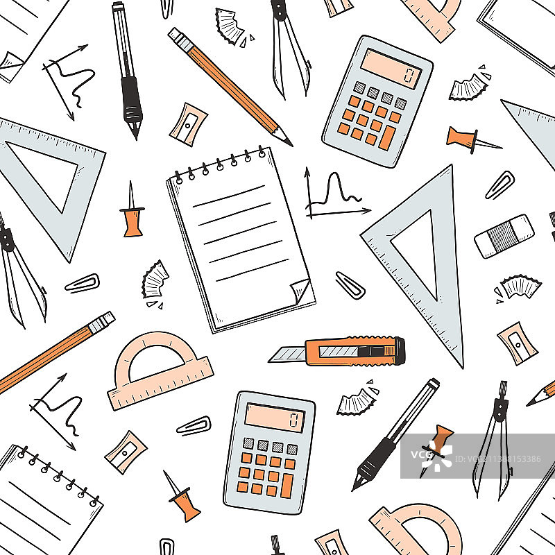 学校和办公室文具无缝图案图片素材