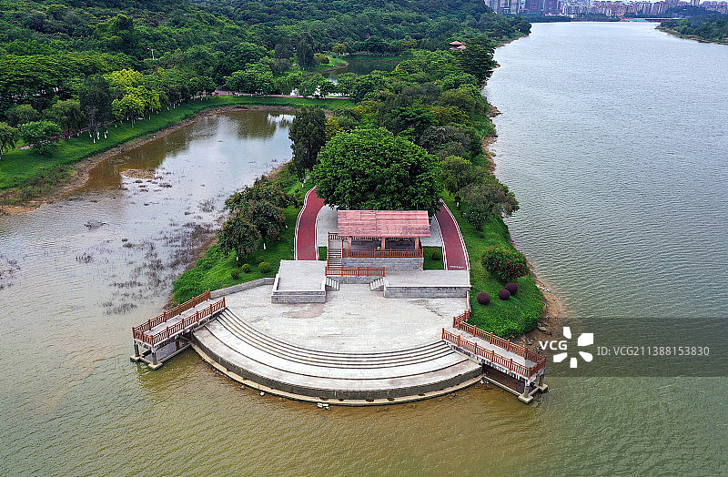 广东省广州市增城区增江画廊与鹤之洲湿地公园航拍图片素材