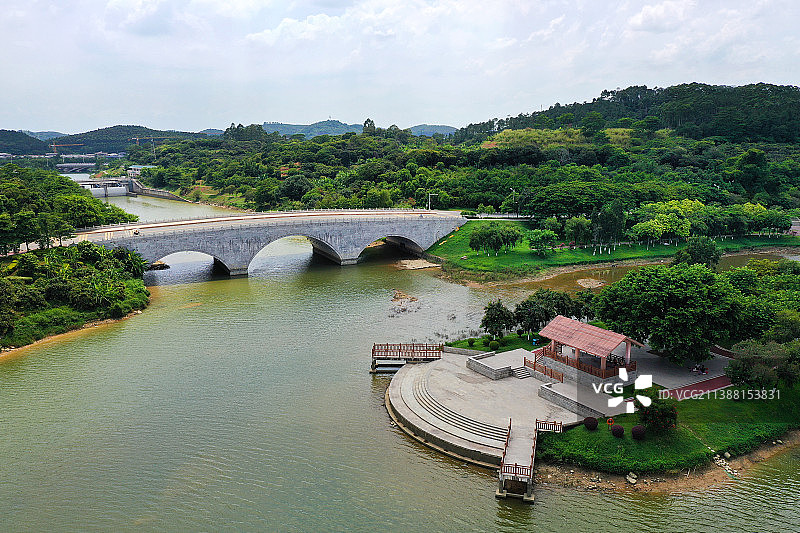 广东省广州市增城区增江画廊与鹤之洲湿地公园航拍图片素材