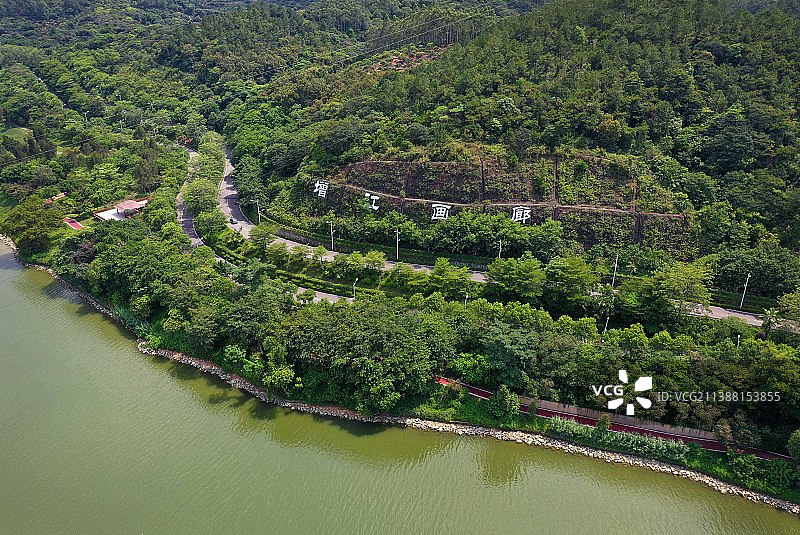 广东省广州市增城区增江画廊与鹤之洲湿地公园航拍图片素材