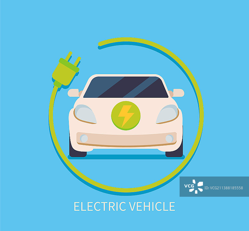 插头充电的电动汽车圆形图标图片素材