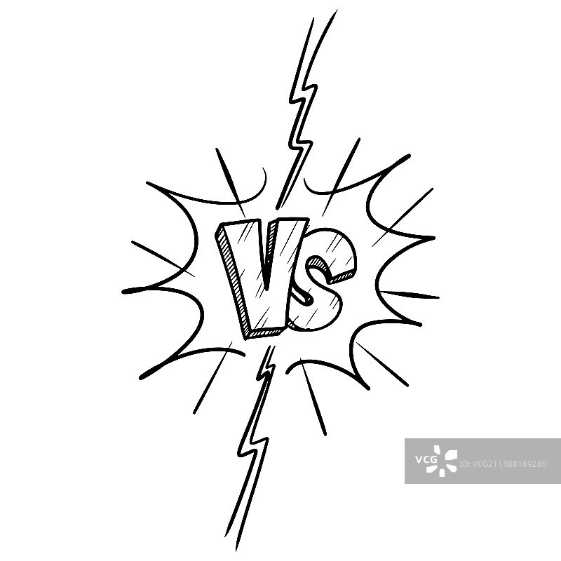 涂鸦风格的对战标志设计图片素材