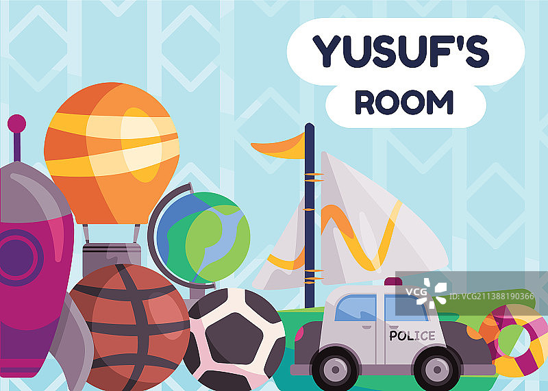 带男孩玩具球的文本模板图片素材