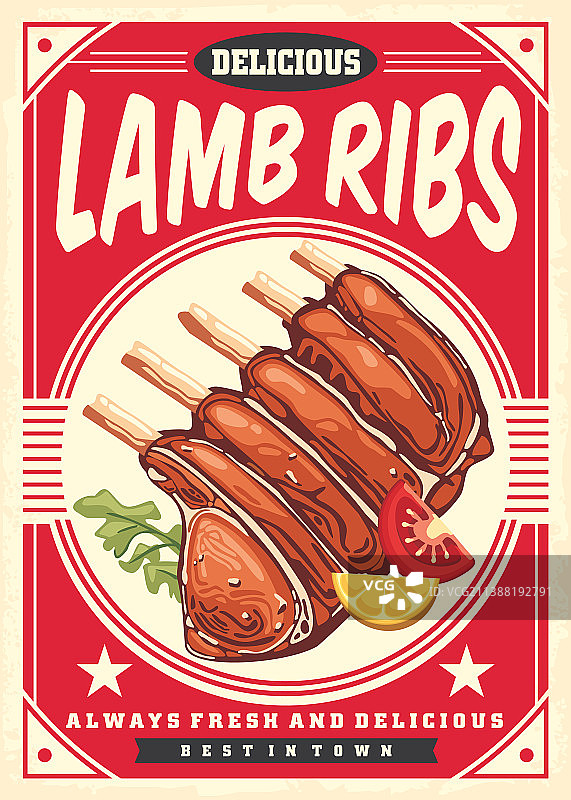 复古羊排海报图片素材