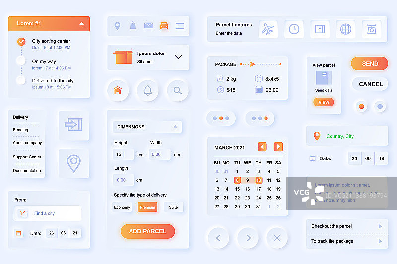 用于配送App的用户界面元素图片素材