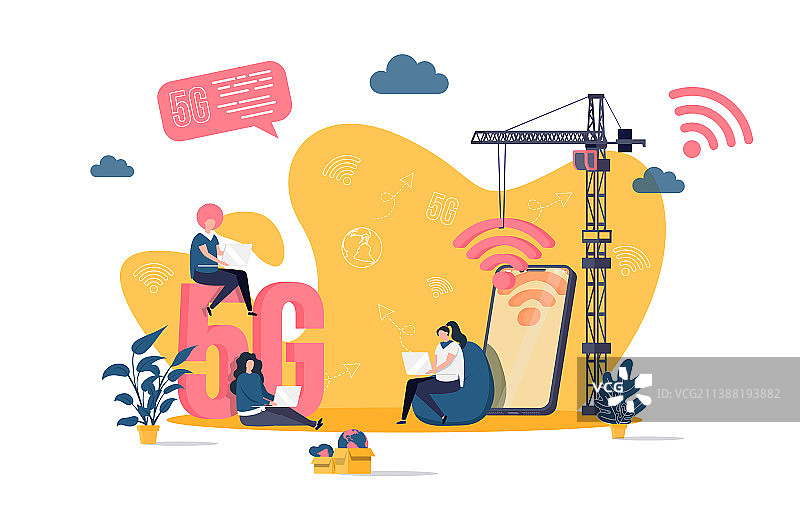 扁平风格的5G互联网概念图片素材