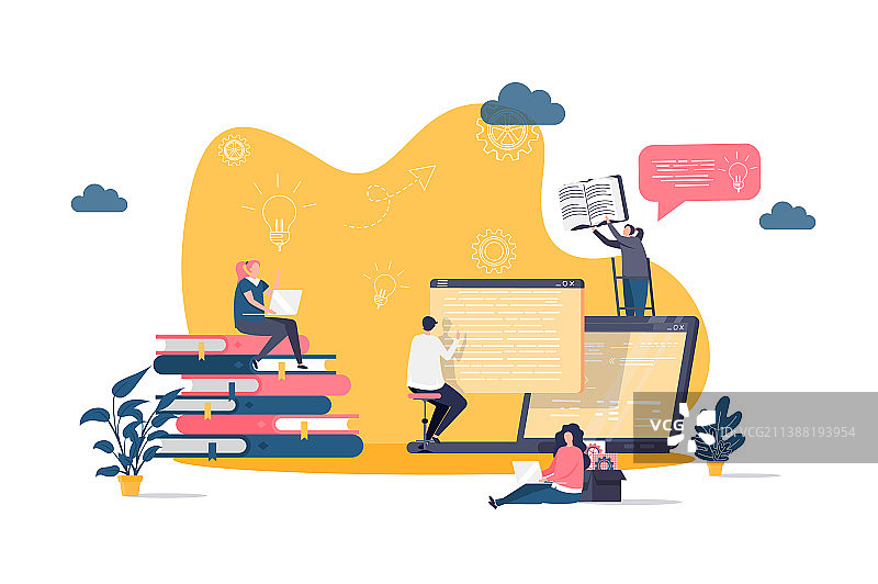 扁平风格在线学习概念图片素材