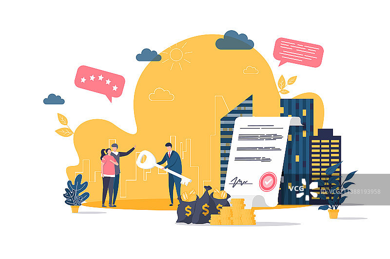 扁平风格房地产概念：房地产经纪人图片素材