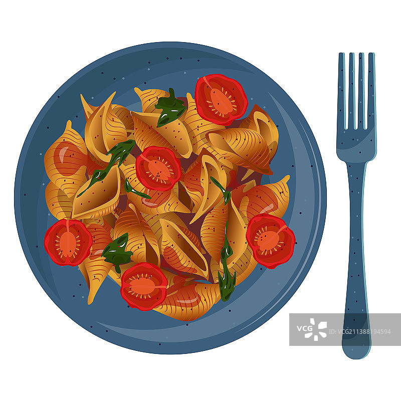番茄香草酱贝壳形意大利面图片素材