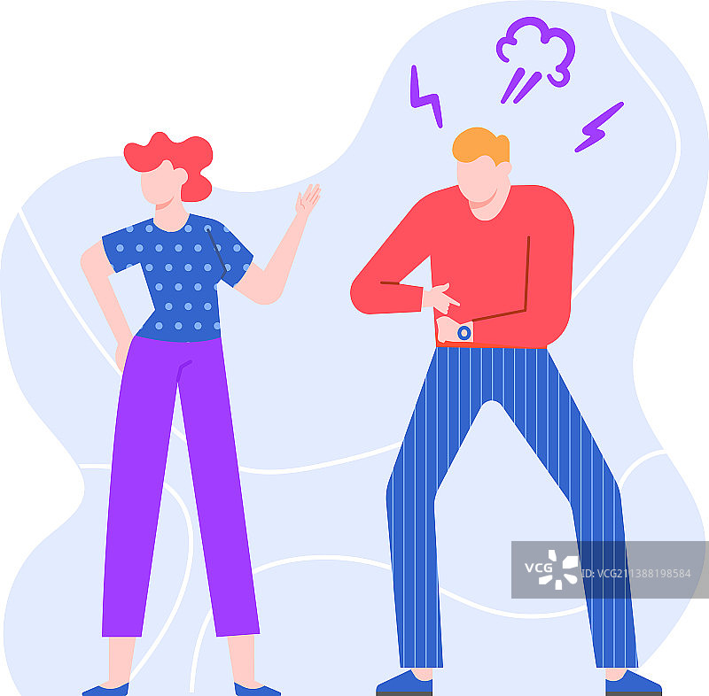 一对男女，丈夫等待妻子图片素材