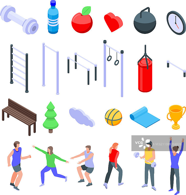户外健身图标等距风格图片素材
