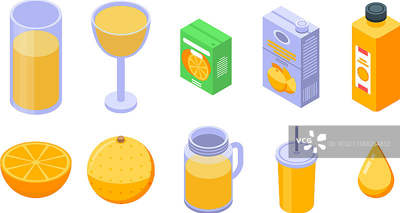 橙汁图标等距风格图片素材
