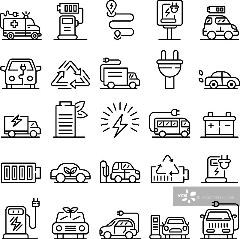 电动加油图标轮廓样式图片素材