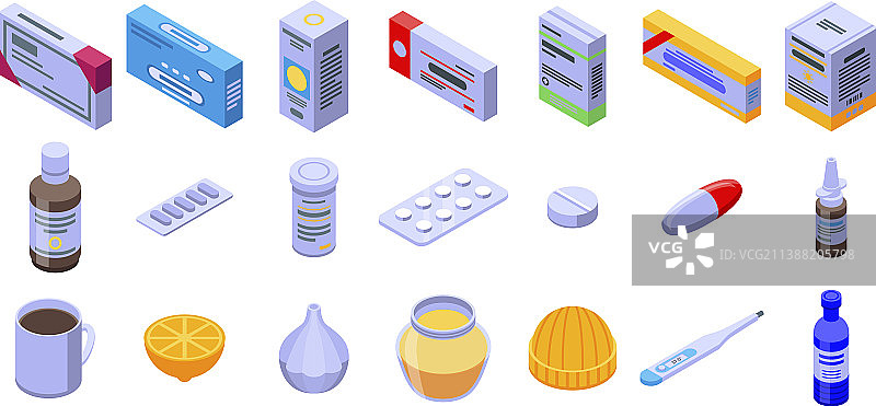 流感图标等距风格图片素材