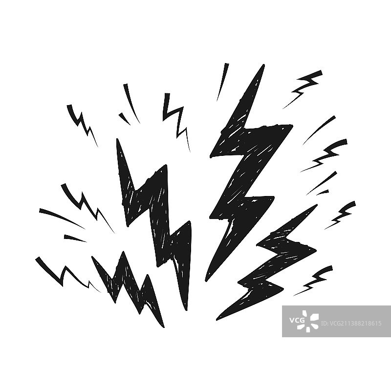 涂鸦风格的闪电雷击合集图片素材