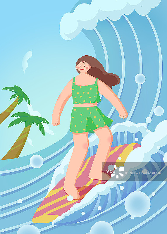 夏日少女冲浪图片素材