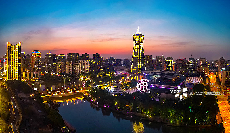 杭州京杭大运河最南端的西湖文化广场图片素材