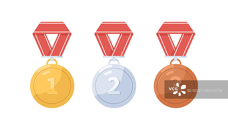 金银铜金属奖牌圆形套装图片素材