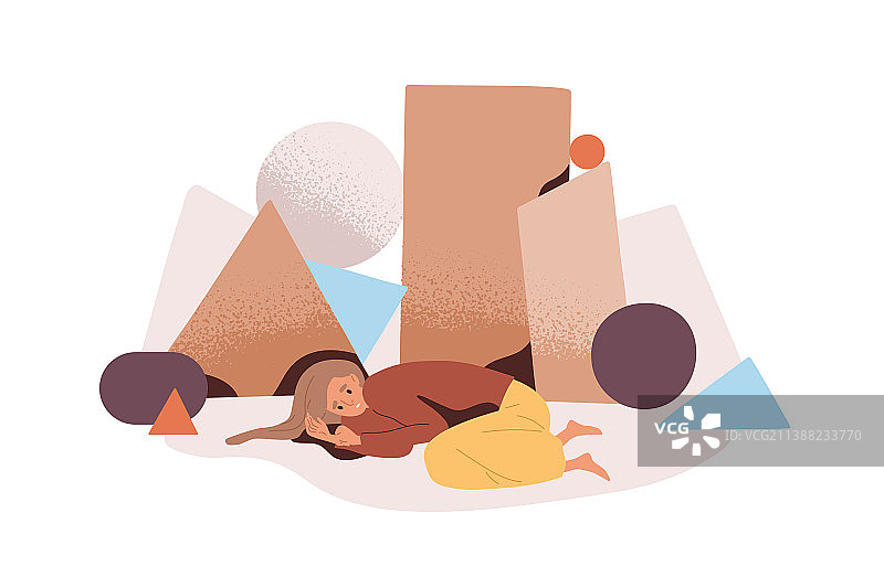 焦虑的抑郁症患者，对生活充满恐惧图片素材