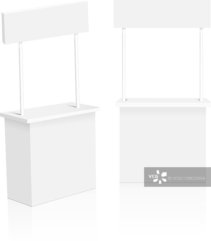 白色背景上的促销柜台交易展位图片素材