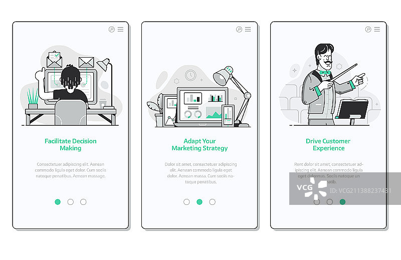 营销策略：线性艺术新手引导界面图片素材