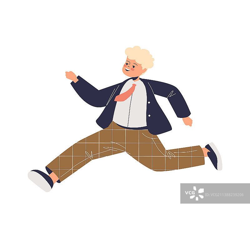 快乐的小男孩跳跃图片素材