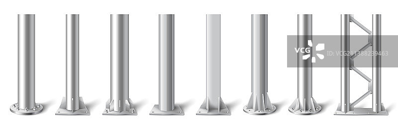 不同金属杆柱钢管组合图片素材