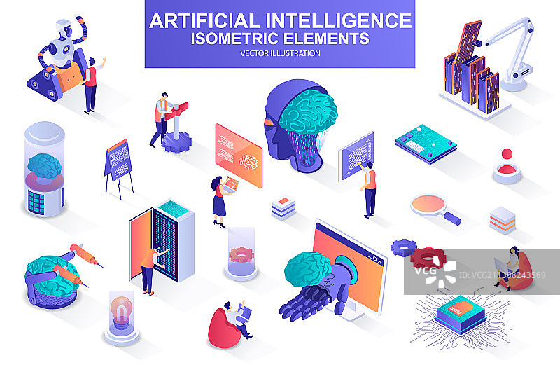 人工智能等距元素合集图片素材