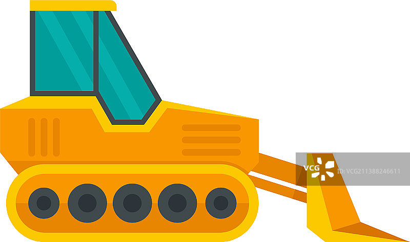 推土机图标扁平设计（孤立）图片素材
