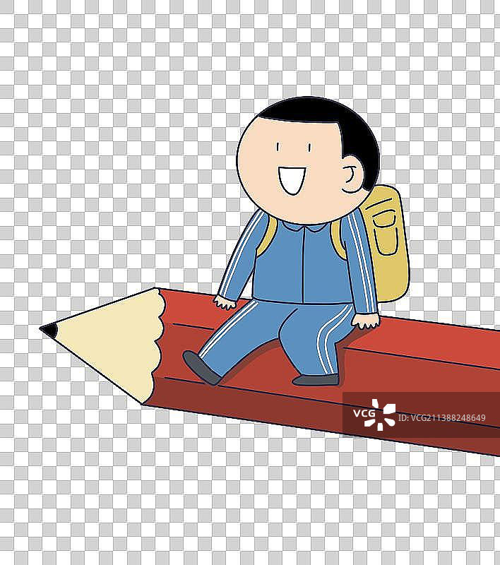 元素：坐着铅笔上的学生图片素材