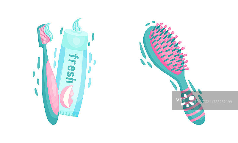 牙膏、牙刷和发刷图片素材