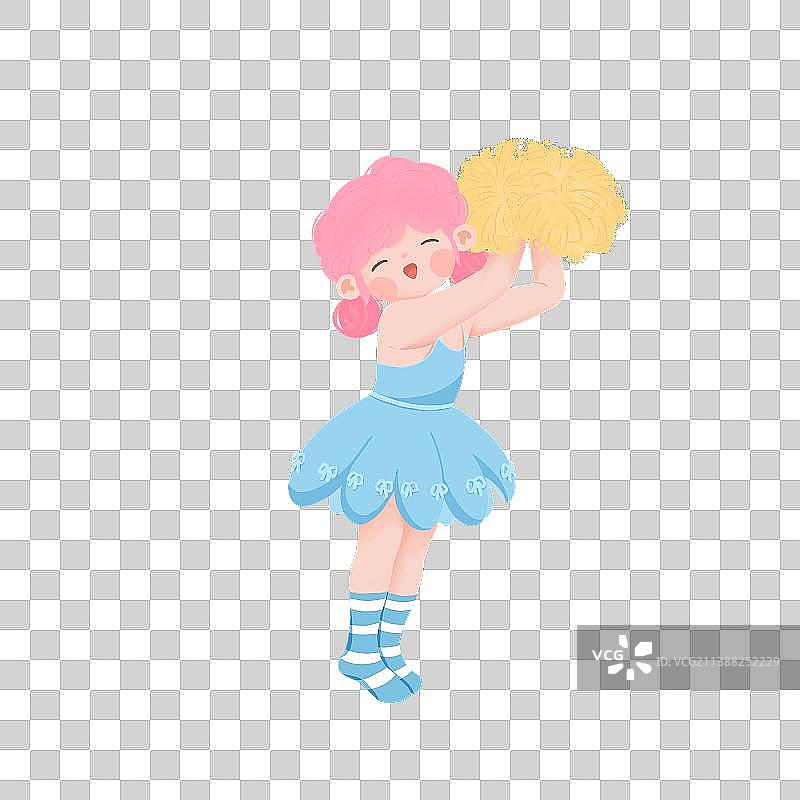 穿芭蕾服跳加油啦啦操的小女孩图片素材