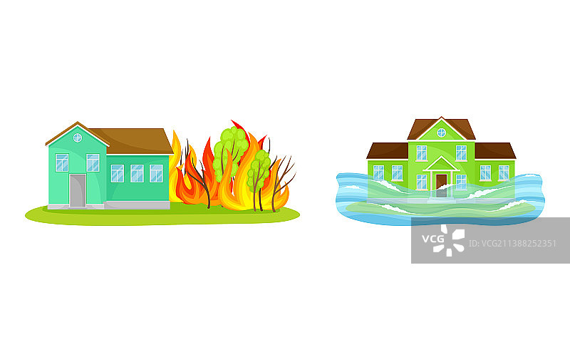 洪水和野火等自然灾害图片素材