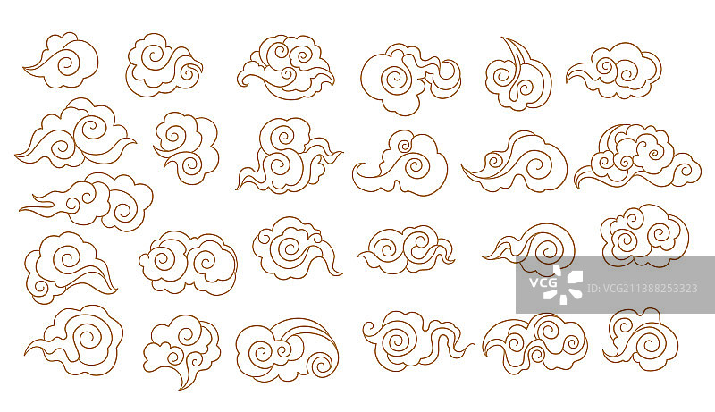 卡通中式云纹亚洲风格纹身图案图片素材