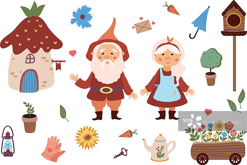 花园侏儒与农场套装图片素材