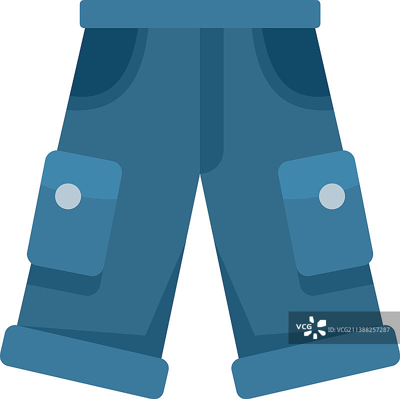 渔民牛仔短裤图标扁平隔离图片素材