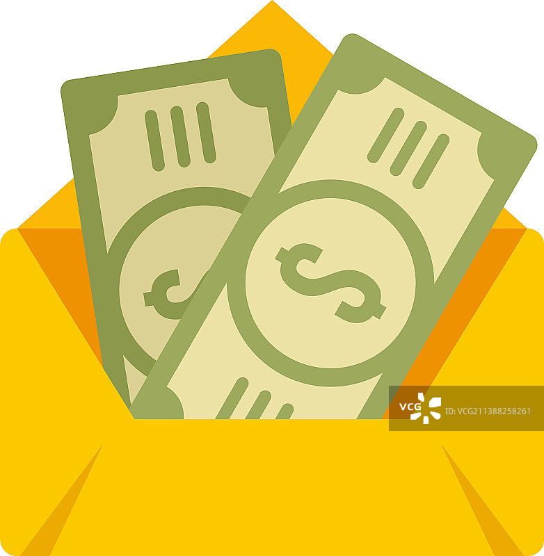 装有贿赂金的信封图标（扁平风格）图片素材
