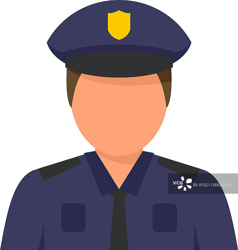 警察图标扁平风格孤立元素图片素材