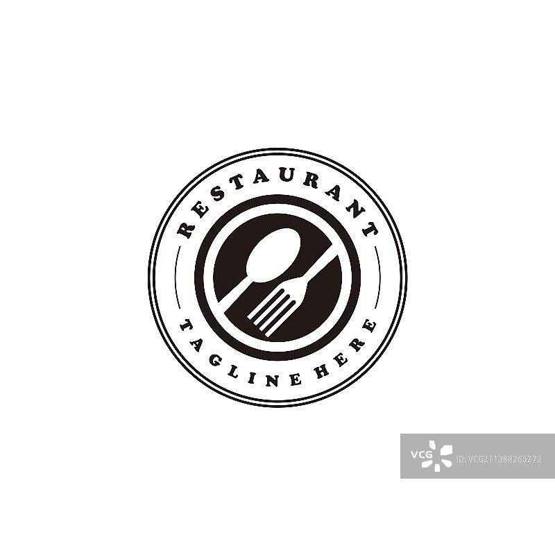 餐厅勺叉圆形标志设计图片素材