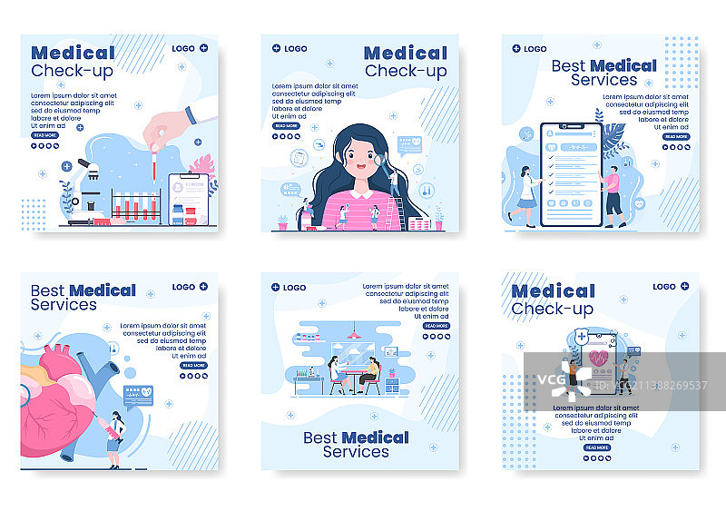 医疗检查帖子模板保健扁平风格图片素材
