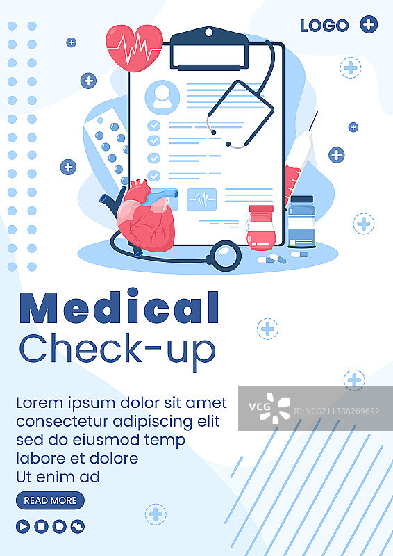 体检宣传单模板：健康护理扁平风格图片素材