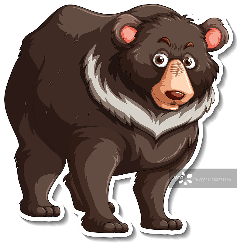 亚洲黑熊动物卡通贴纸图片素材