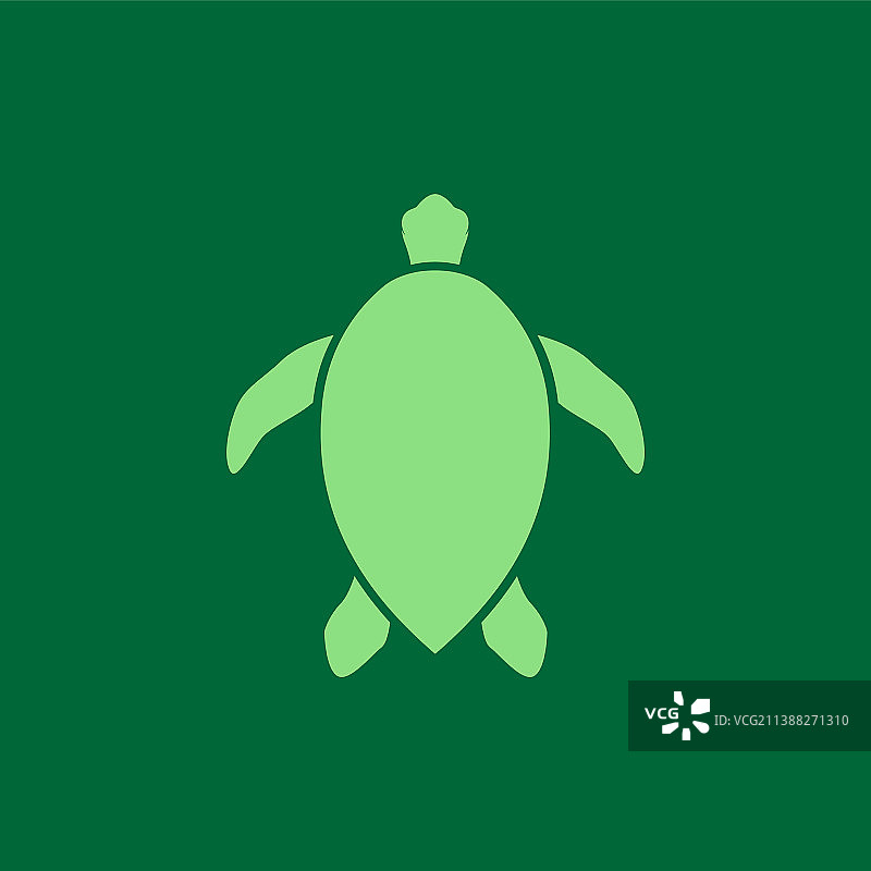 绿色海龟扁平造型logo设计图片素材