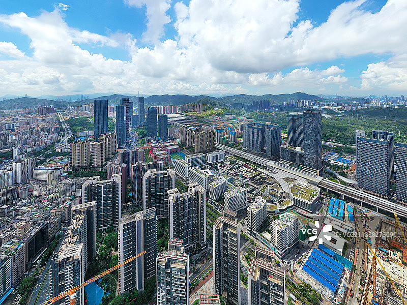 广东省深圳市龙华区民治龙光玖钻红山6979商业中心航拍图片素材