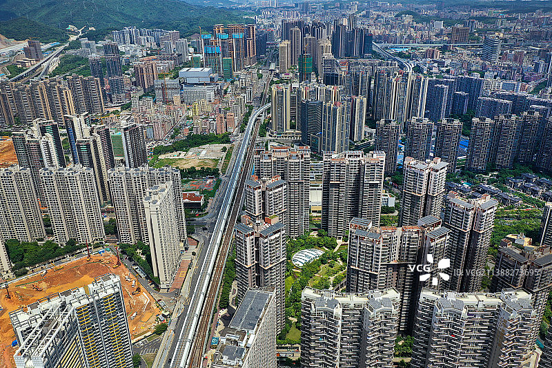 广东省深圳市龙华区民治龙光玖钻红山6979商业中心航拍图片素材