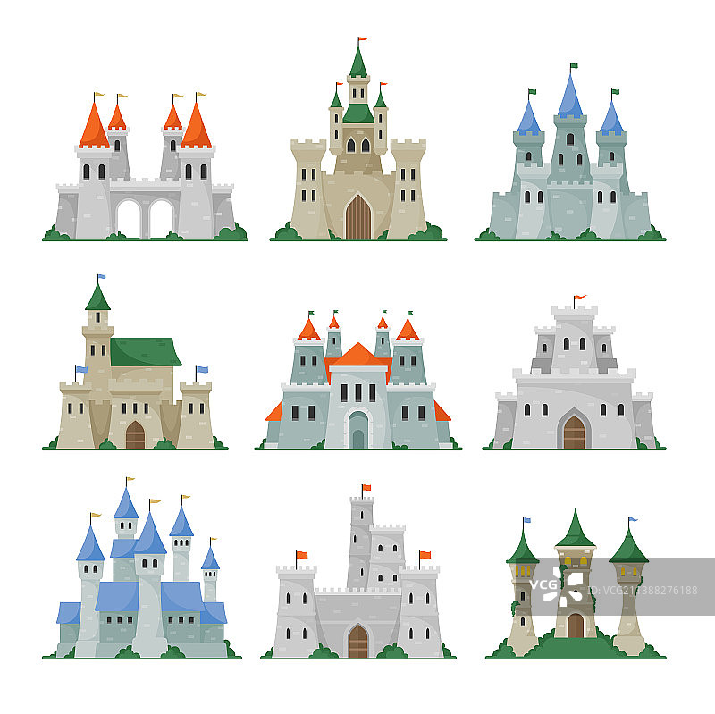 一套童话城堡中世纪塔楼图片素材